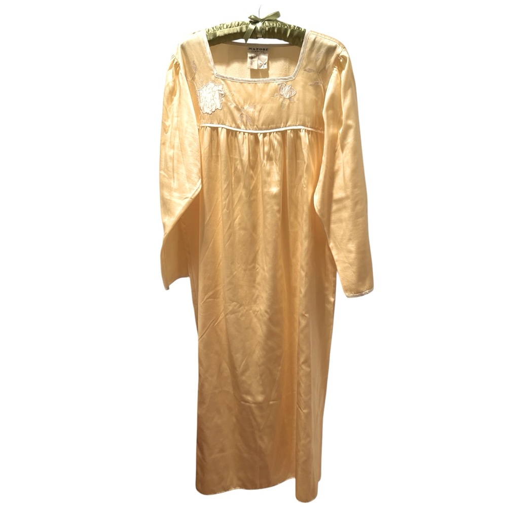 Vintage Neiman Marcus Nightgown Light Yellow Embroidered